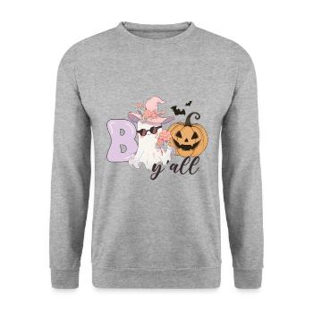 Halloween Boo y all - Sweat-shirt Unisexe - gris chiné - Devant - Alina (178cm) & Michal (187cm)