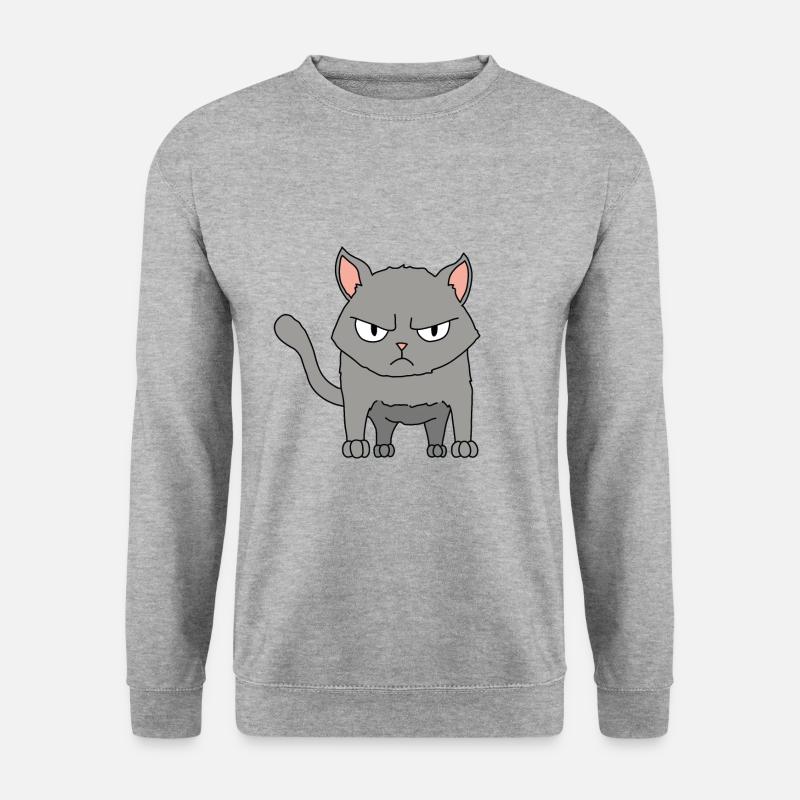 Katze wütend - Unisex Pullover - Weißgrau meliert