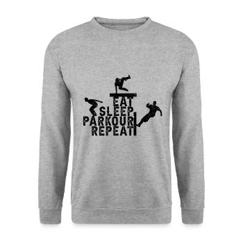 Parkour-Zyklus - Unisex Pullover - Weißgrau meliert - Vorne - Alina (178cm) & Michal (187cm)