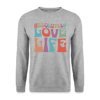 J'Aime Absolument Ma Vie Citation Positive - Sweat-shirt Unisexe - gris chiné - Devant - Alina (178cm) & Michal (187cm)