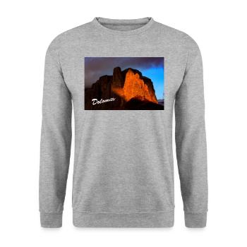 Abend in den Dolomiten - Unisex Pullover - Weißgrau meliert - Vorne - Alina (178cm) & Michal (187cm)
