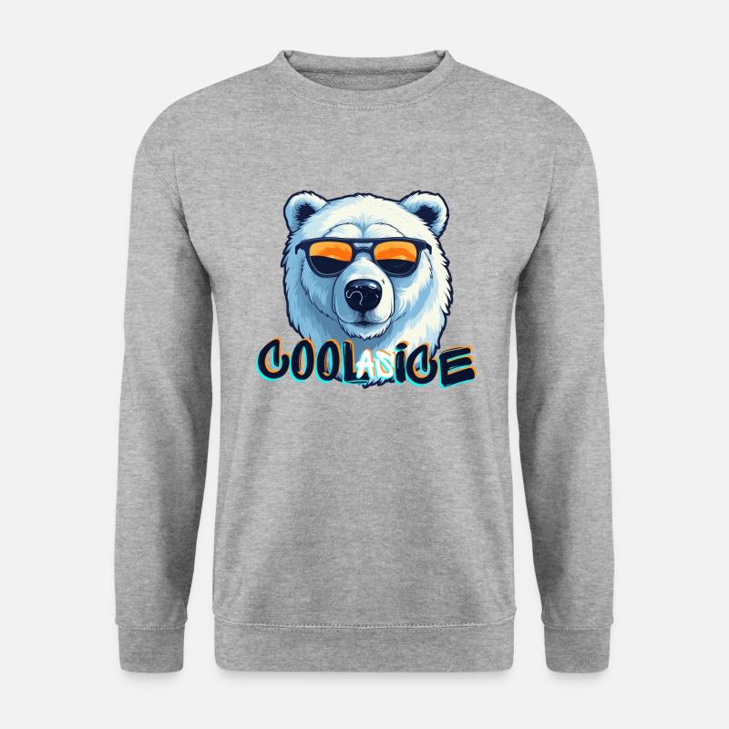 Cooler Eisbär - Unisex Pullover - Weißgrau meliert