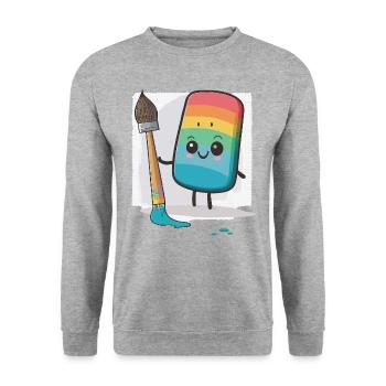 Le Vagabond de l’aquarelle - Sweat-shirt Unisexe - gris chiné - Devant - Alina (178cm) & Michal (187cm)