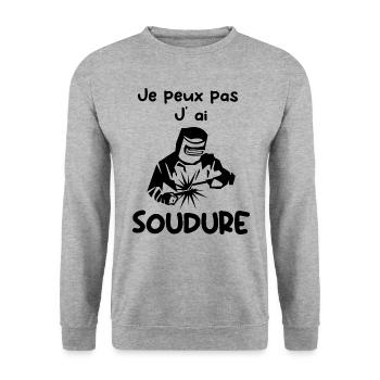 Je Peux Pas J ai Soudure Humour Soudeur Cadeau - Sweat-shirt Unisexe - gris chiné - Devant - Alina (178cm) & Michal (187cm)