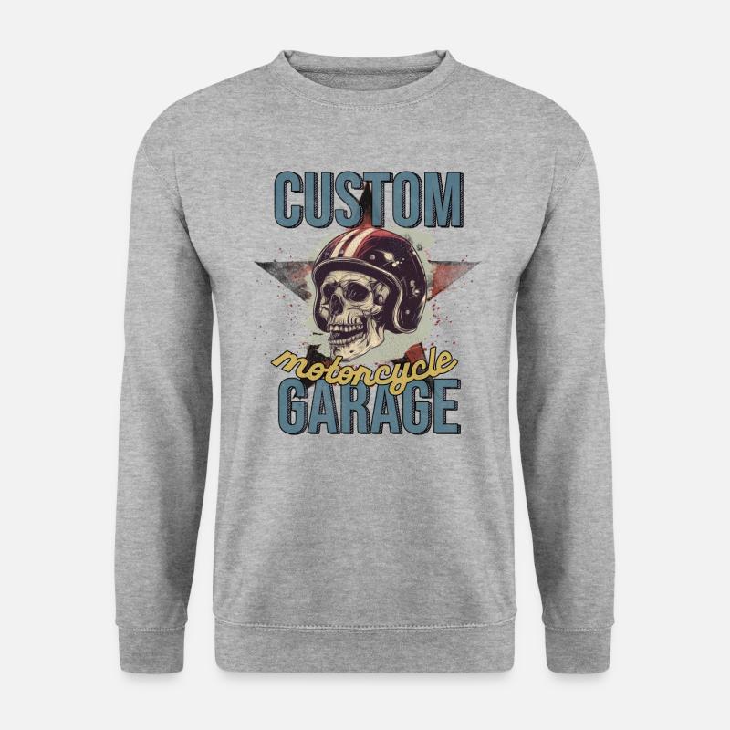 CUSTOM motorcycle GARAGE - Unisex Sweatshirt - salt & pepper