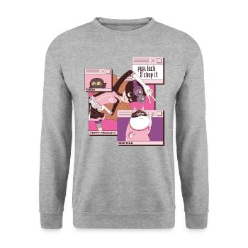 Minions Poppy Prescott Avec Renfield - Sweat-shirt Unisexe - gris chiné - Devant - Alina (178cm) & Michal (187cm)