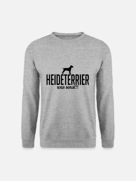 HEIDETERRIER was sonst Hundespruch Hunde Wilsigns - Unisex Pullover - Weißgrau meliert