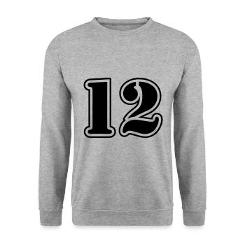 12 Zahl symbol - Unisex Pullover - Weißgrau meliert - Vorne - Alina (178cm) & Michal (187cm)