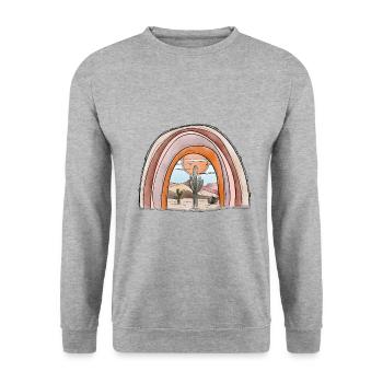 Pastell Wüste Regenbogen - Unisex Pullover - Weißgrau meliert - Vorne - Alina (178cm) & Michal (187cm)