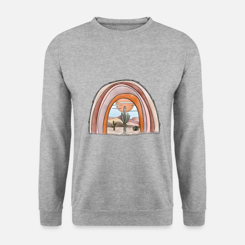 Pastell Wüste Regenbogen - Unisex Pullover - Weißgrau meliert