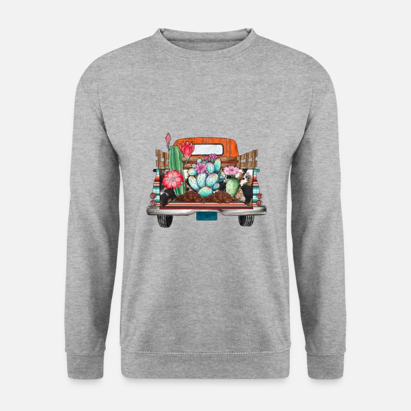 Kaktus-LKW - Unisex Pullover - Weißgrau meliert