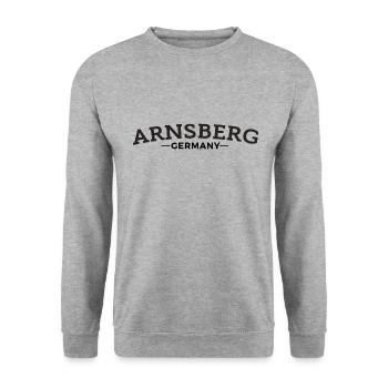 Arnsberg Germany Geschenkidee - Unisex Pullover - Weißgrau meliert - Vorne - Alina (178cm) & Michal (187cm)