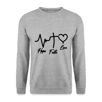 Glaube Liebe Hoffnung Hope Faith Love - Unisex Sweatshirt - salt & pepper - Front - Alina (178cm) & Michal (187cm)