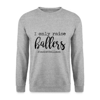 Frauen, die ich nur erhebe Ballers Basketball Mom Mothers - Unisex Pullover - Weißgrau meliert - Vorne - Alina (178cm) & Michal (187cm)