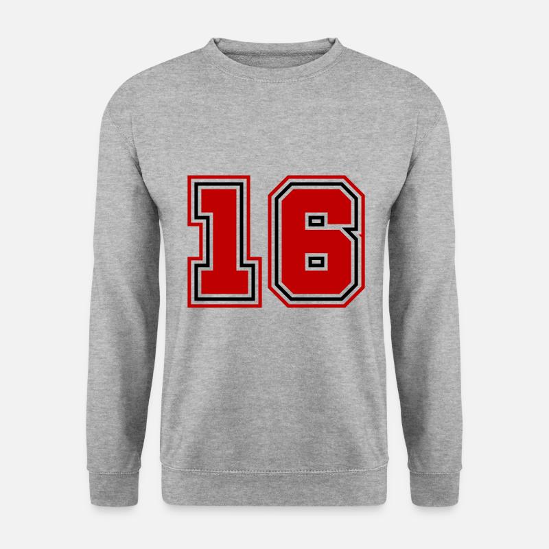 16 Zahl symbol - Unisex Pullover - Weißgrau meliert