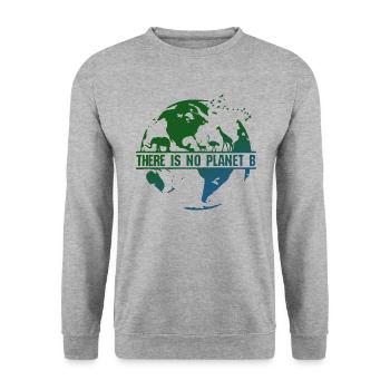 There is no Planet B earth men organic t shirt - Unisex Sweatshirt - salt & pepper - Front - Alina (178cm) & Michal (187cm)