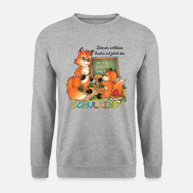 Dieser schlaue Fuchs ist jetzt ein Schulkind! - Unisex Pullover - Weißgrau meliert