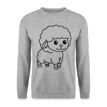 Schaf Comic Tier - Unisex Pullover - Weißgrau meliert - Vorne - Alina (178cm) & Michal (187cm)