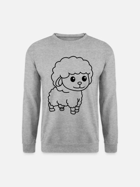 Schaf Comic Tier - Unisex Pullover - Weißgrau meliert