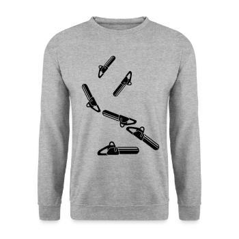 Icône d’icône de tronçonneuse - Sweat-shirt Unisexe - gris chiné - Devant - Alina (178cm) & Michal (187cm)