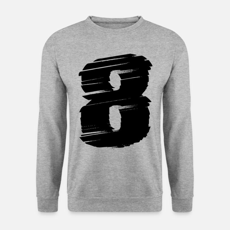 8 Zahl Trikot - Unisex Pullover - Weißgrau meliert