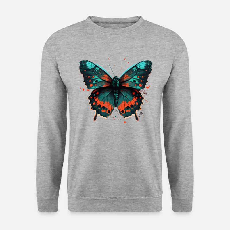 Schöne Buttefly - Unisex Pullover - Weißgrau meliert