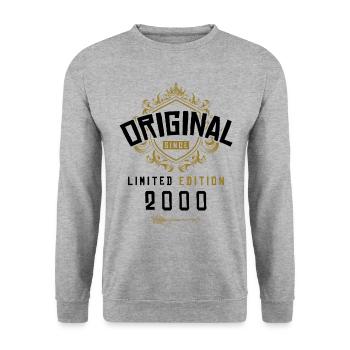 2000 limited edition Geburtstag - Unisex Pullover - Weißgrau meliert - Vorne - Alina (178cm) & Michal (187cm)