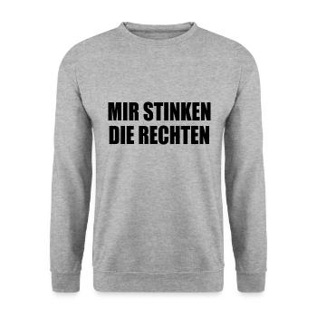 mir stinken die rechten - Unisex Pullover - Weißgrau meliert - Vorne - Alina (178cm) & Michal (187cm)