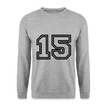 Symbole de 15 chiffres - Sweat-shirt Unisexe - gris chiné - Devant - Alina (178cm) & Michal (187cm)