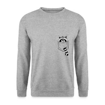 Funky Raccon Cool Raccoon In Your Bag - Unisex Sweatshirt - salt & pepper - Front - Alina (178cm) & Michal (187cm)