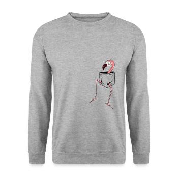 Funny pink comic flamingo in your pocket - Unisex Sweatshirt - salt & pepper - Front - Alina (178cm) & Michal (187cm)