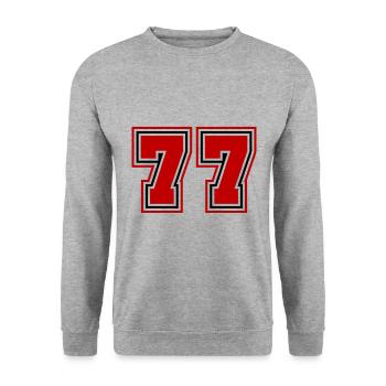 77 Symbole numérique - Sweat-shirt Unisexe - gris chiné - Devant - Alina (178cm) & Michal (187cm)