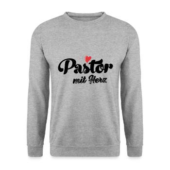 Pastor mit Herz Pastorin evangelische Gemeinde - Unisex Pullover - Weißgrau meliert - Vorne - Alina (178cm) & Michal (187cm)