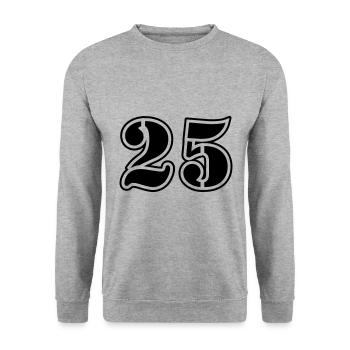 25 Zahl symbol - Unisex Pullover - Weißgrau meliert - Vorne - Alina (178cm) & Michal (187cm)