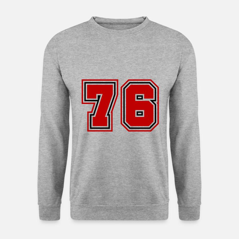 76 Zahl Symbol - Unisex Pullover - Weißgrau meliert
