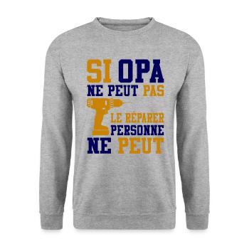 Cadeau Opa Si Opa ne peut pas le Réparer - Sweat-shirt Unisexe - gris chiné - Devant - Alina (178cm) & Michal (187cm)