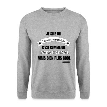 Cadeau mots croisés fléchés humour fan drôle papa - Sweat-shirt Unisexe - gris chiné - Devant - Alina (178cm) & Michal (187cm)