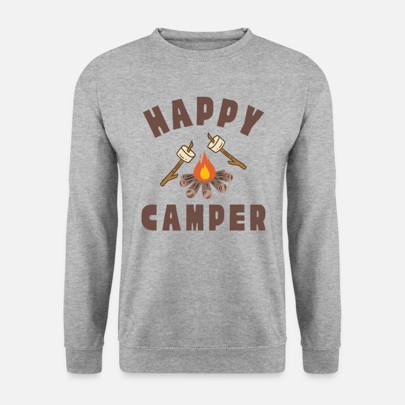 Happy Camper (marshmallow, campfire, camping) - Unisex Sweatshirt - salt & pepper