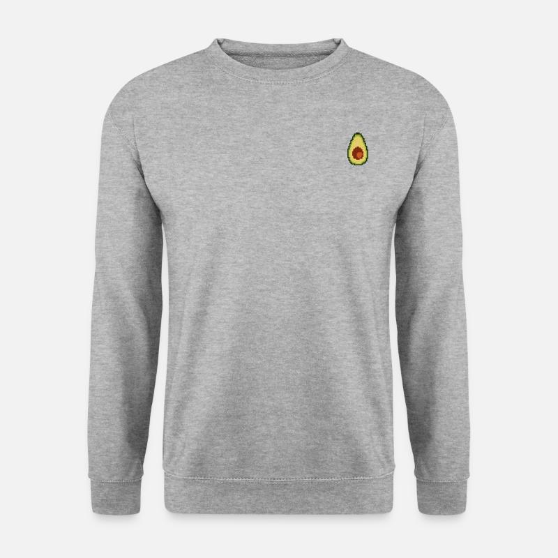Pixel Avocado Klein - Unisex Pullover - Weißgrau meliert