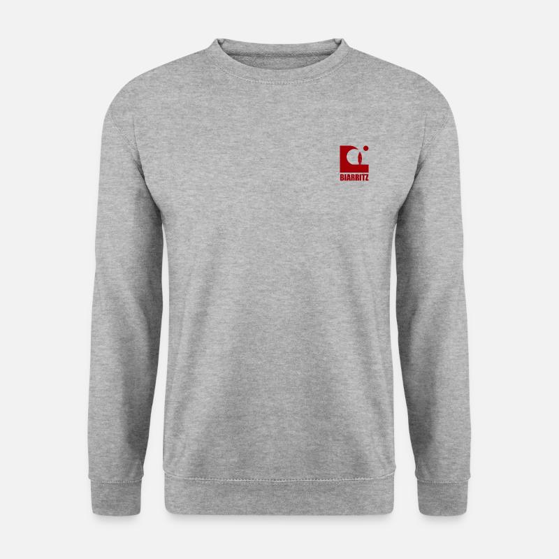 Biarritz Wave Surfbrett Sonne - Unisex Pullover - Weißgrau meliert