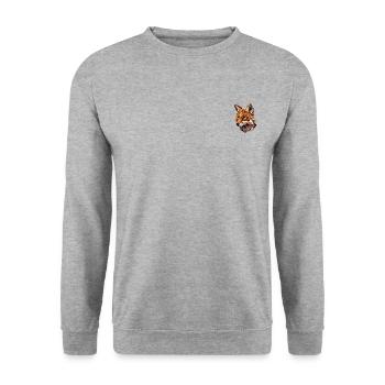 Polygon-Fuchs in warmen Tönen – Tierkunst - Unisex Pullover - Weißgrau meliert - Vorne - Alina (178cm) & Michal (187cm)