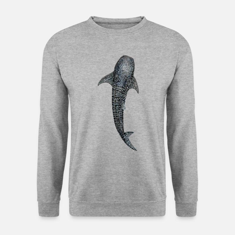 Walhai Entwurf für Taucher, Angler - Unisex Pullover - Weißgrau meliert