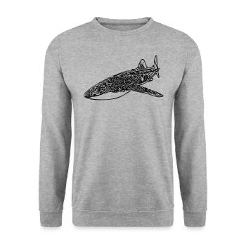 Walhai - Unisex Pullover - Weißgrau meliert - Vorne - Alina (178cm) & Michal (187cm)