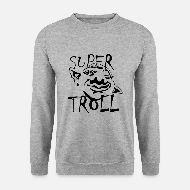 Supertroll. Superkräfte. Troll. Geschenk - Unisex Pullover - Weißgrau meliert