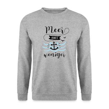 Meer statt weniger - Unisex Pullover - Weißgrau meliert - Vorne - Alina (178cm) & Michal (187cm)