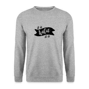 It is what it is - Unisex Sweatshirt - salt & pepper - Front - Alina (178cm) & Michal (187cm)