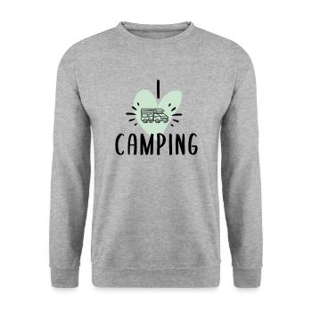 I love Camping - Unisex Pullover - Weißgrau meliert - Vorne - Alina (178cm) & Michal (187cm)