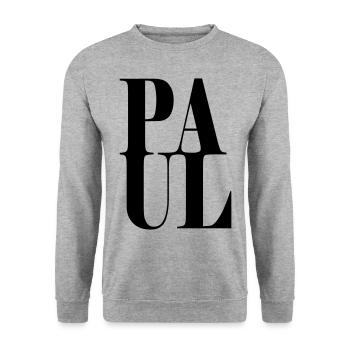 Paul Surname First name Modern font Word Art - Unisex Sweatshirt - salt & pepper - Front - Alina (178cm) & Michal (187cm)