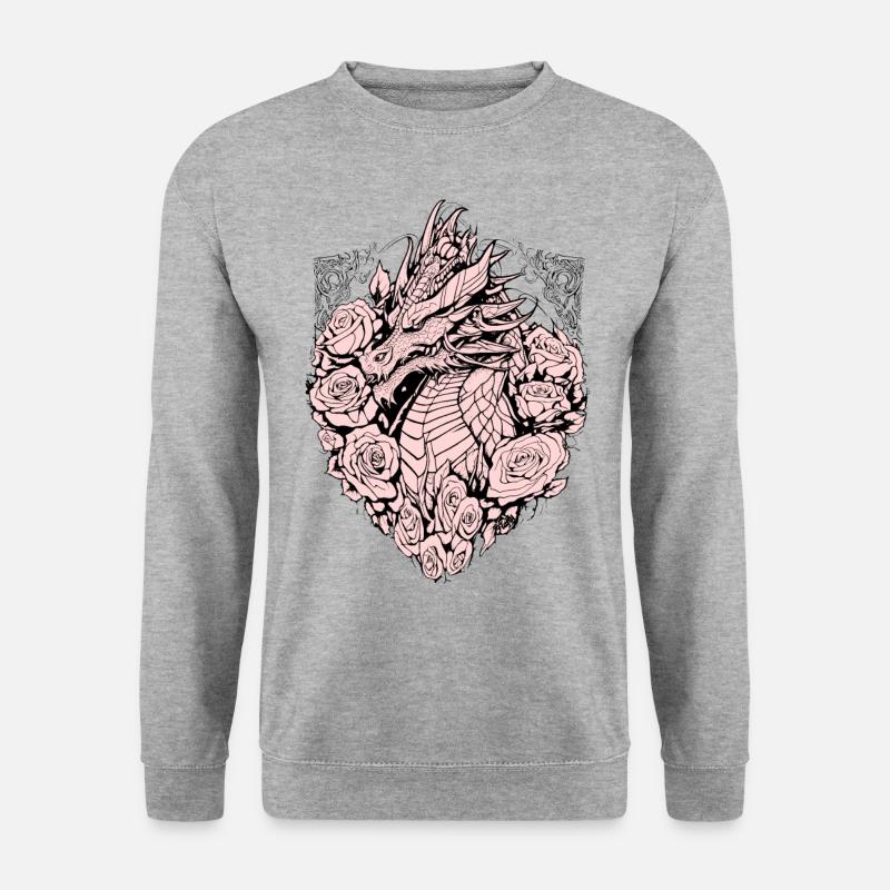 Drache im Schild - Unisex Pullover - Weißgrau meliert