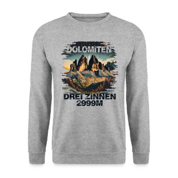 Three Peaks Hiking Dolomites Souvenir Souvenir - Unisex Sweatshirt - salt & pepper - Front - Alina (178cm) & Michal (187cm)